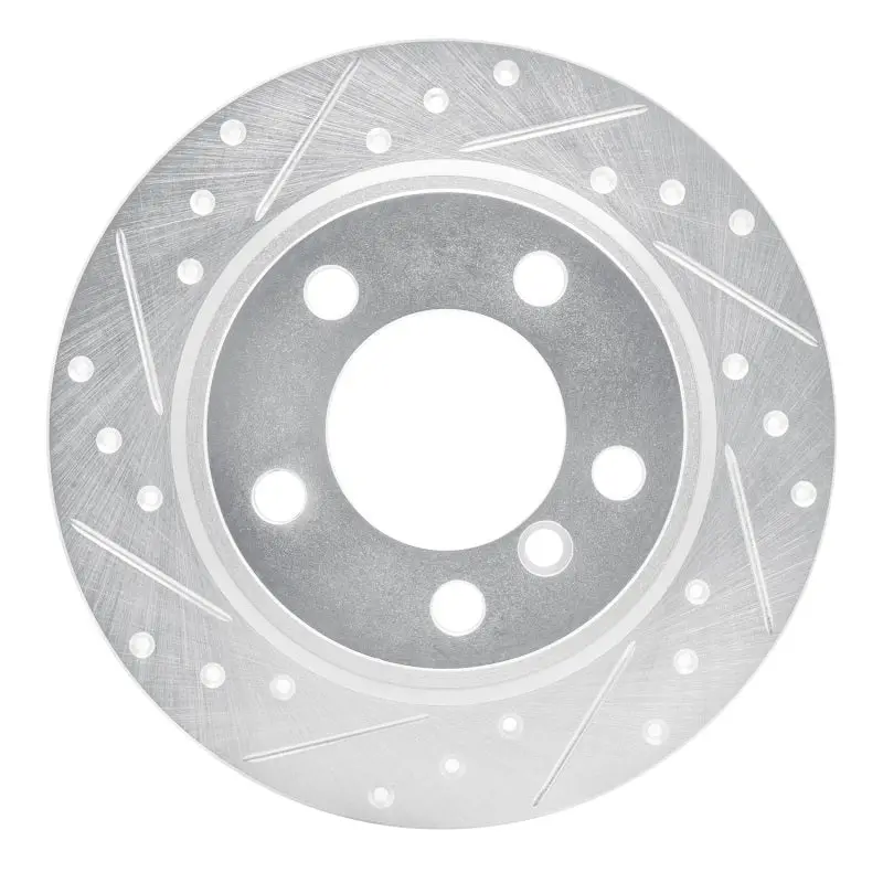R1 11-16 Mini Cooper Paceman Rear Left Drilled & Slotted Silver Brake Rotor 1