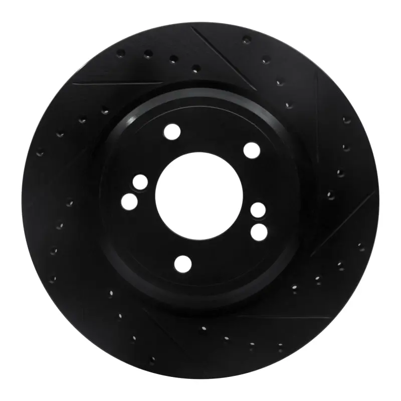 R1 00-06 Bmw M3 Rear Right Drilled & Slotted Black Brake Rotor 1