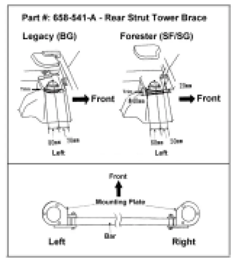 Cusco Strut Bar Type-As Rear 20Mm Round Subaru Forester Sf/Sg (Rear Panel Trimming Requried) 1