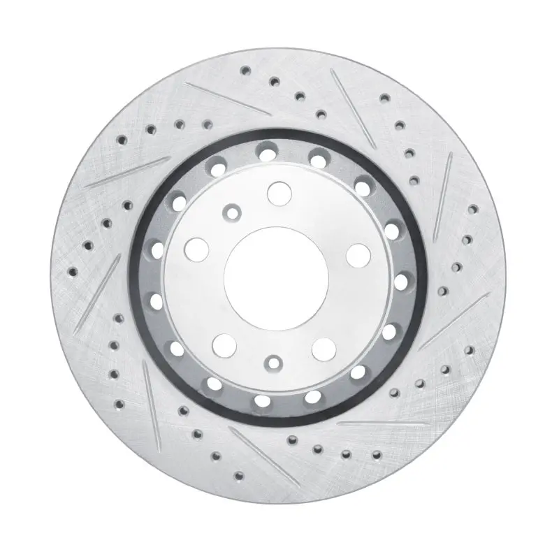R1 04-10 Audi A8 Rear Right Drilled & Slotted Silver Brake Rotor 1