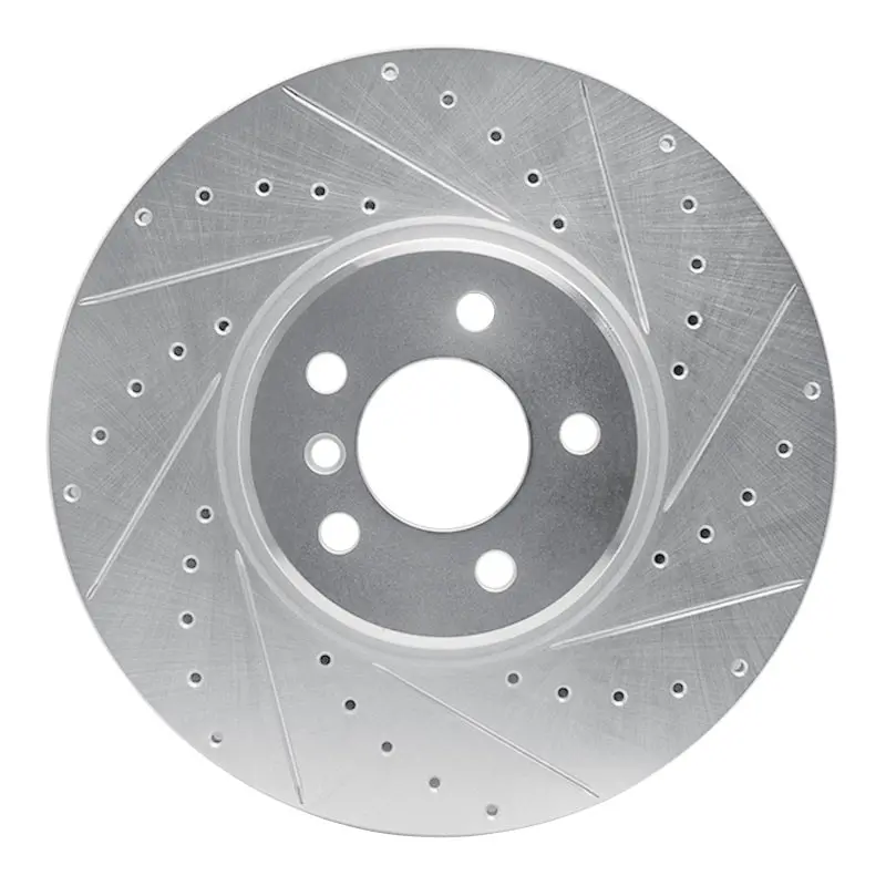 R1 08-19 Bmw X5 Front Right Drilled & Slotted Silver Brake Rotor 1
