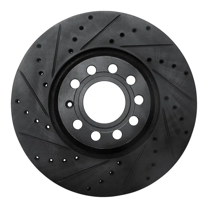 R1 97-06 Audi A6 (Usa/Canada) Front Left Drilled & Slotted Black Brake Rotor 1