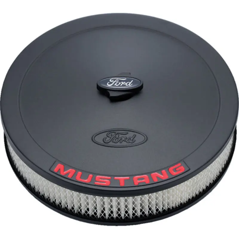 Ford Racing Air Cleaner Kit - Black Crinkle Finish W/ Red Mustang Emblem 1