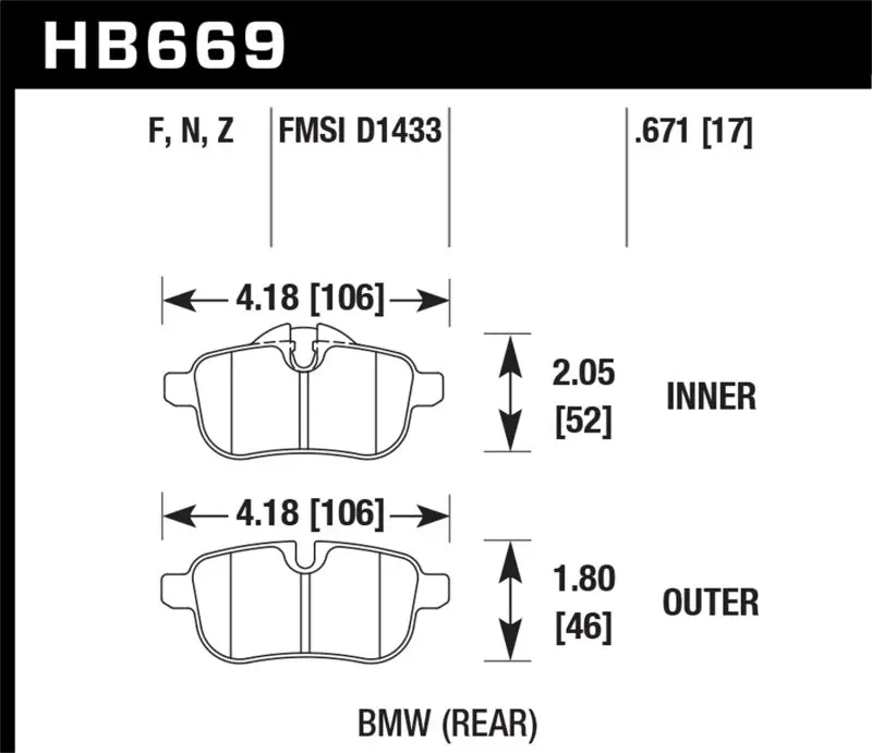 Hawk 09-12 Bmw Z4 Rear Street Brake Pads 1