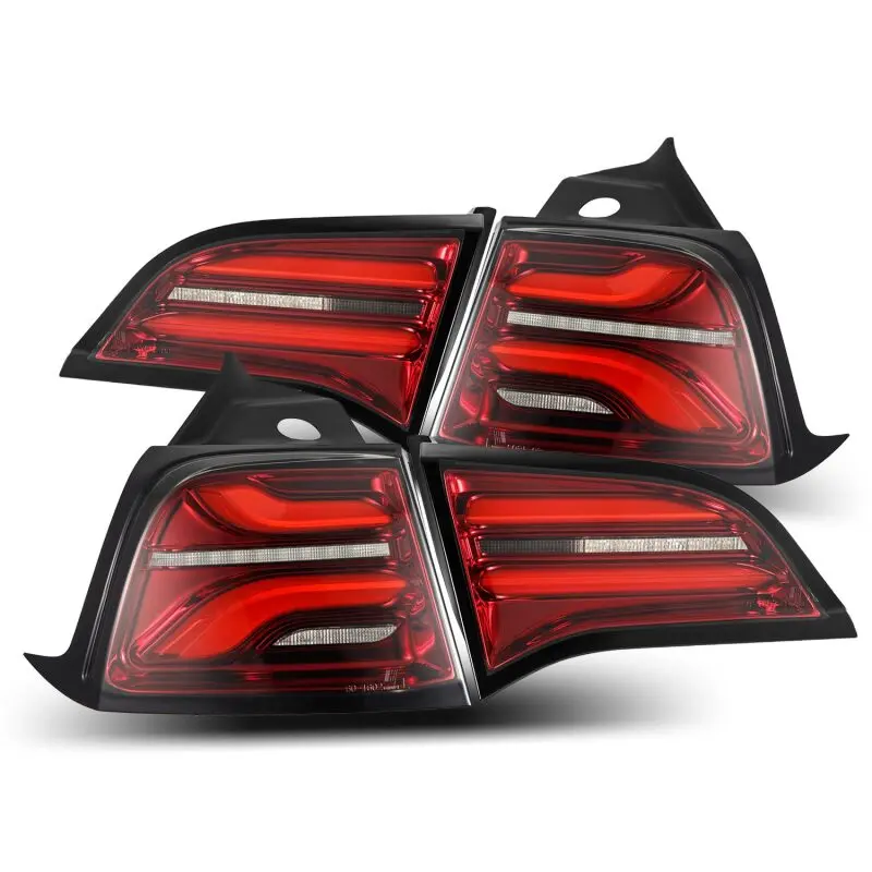 Alpharex 17-22 Tesla Model 3 Pro-Series Led Tail Lights Red Smoke W/Seq Sig 1