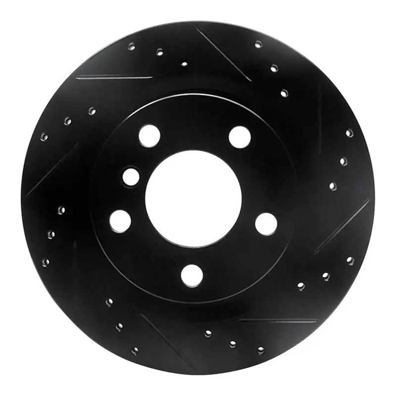 R1 06-21 Bmw 320I (Usa/Canada) Rear Right Drilled & Slotted Black Brake Rotor 1