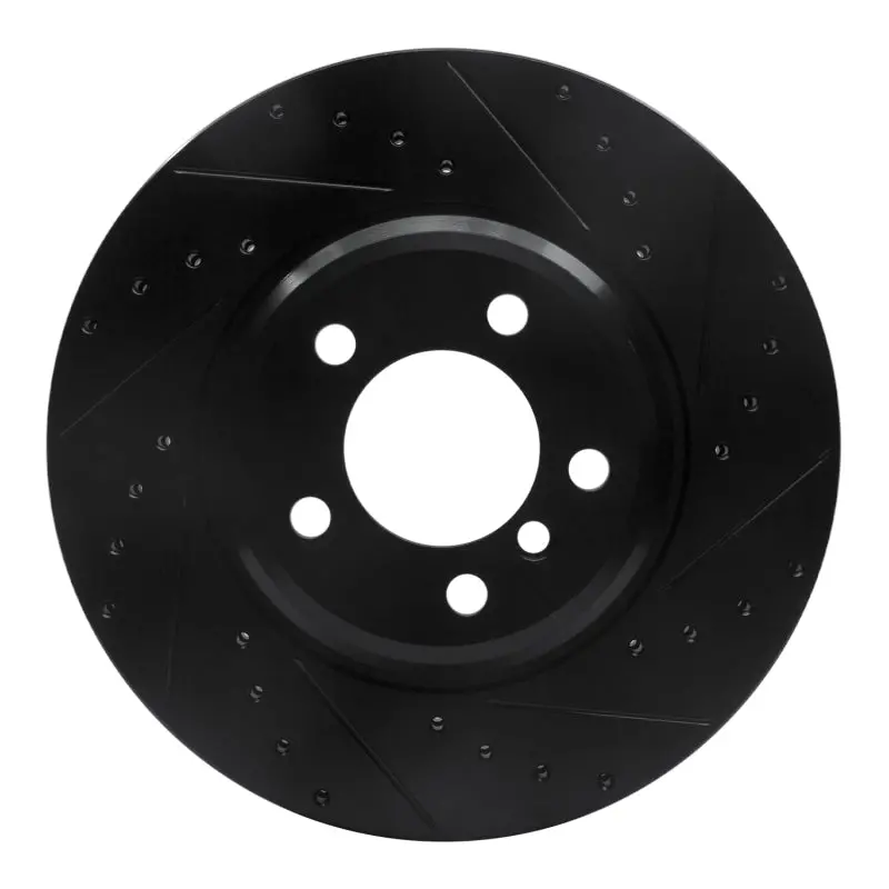 R1 02-08 Bmw 760Li Front Right Drilled & Slotted Black Brake Rotor 1
