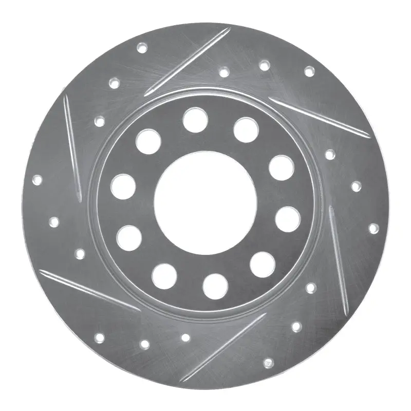 R1 00-08 Audi A4 (Usa/Canada) Rear Left Drilled & Slotted Silver Brake Rotor 1