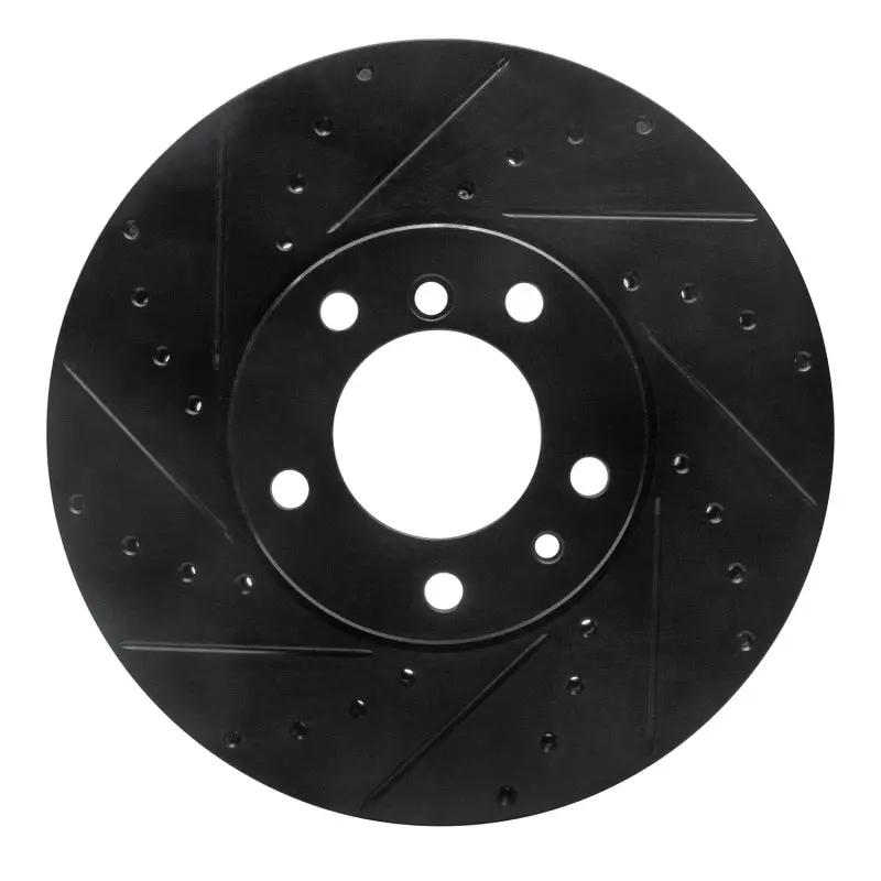 R1 91-01 Bmw 740I Front Left Drilled & Slotted Black Brake Rotor 1
