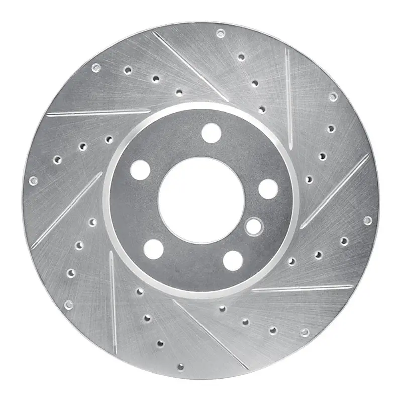R1 07-19 Bmw X5 Front Right Drilled & Slotted Silver Brake Rotor 1