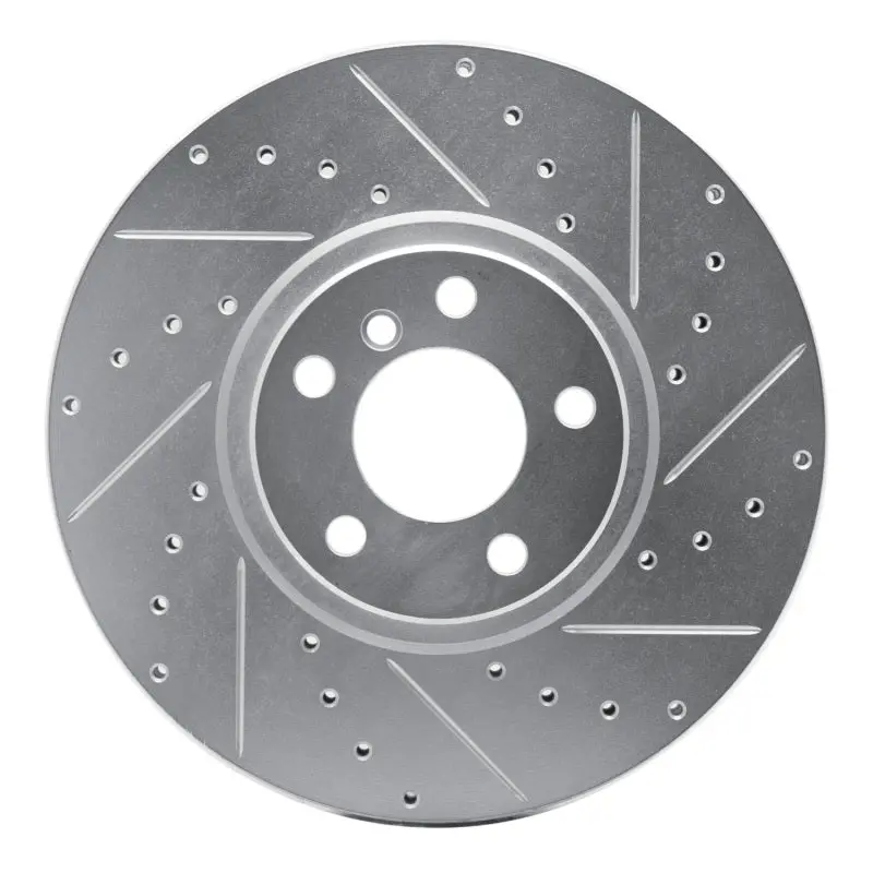 R1 07-18 Bmw X5 Front Right Drilled & Slotted Silver Brake Rotor 1