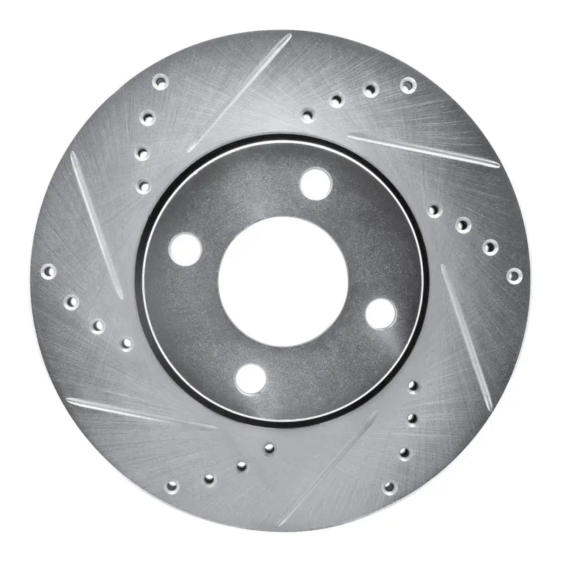 R1 90-98 Audi 90 Front Left Drilled & Slotted Silver Brake Rotor 1