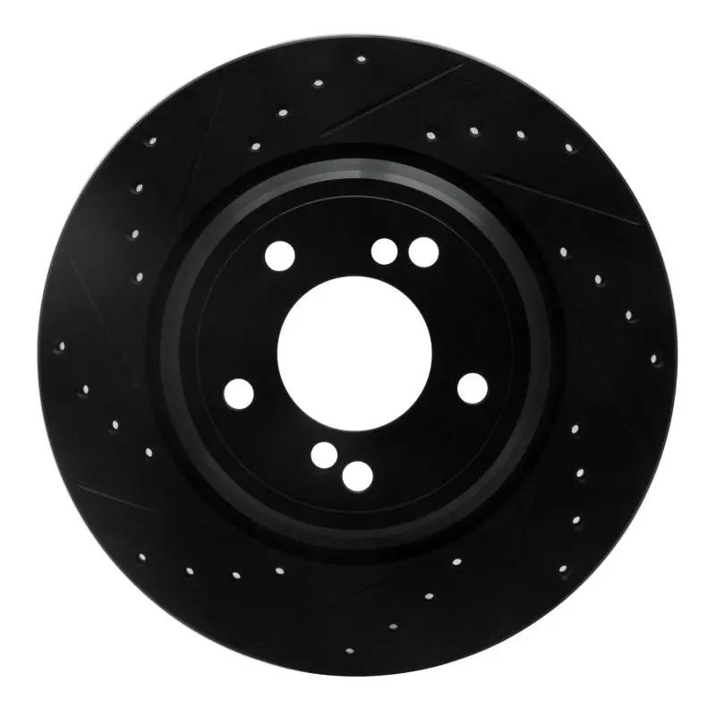 R1 00-06 Bmw M5 Rear Left Drilled & Slotted Black Brake Rotor 1