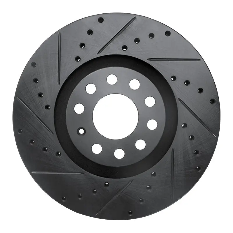 R1 98-09 Audi A4 (Mexico) Front Left Drilled & Slotted Black Brake Rotor 1