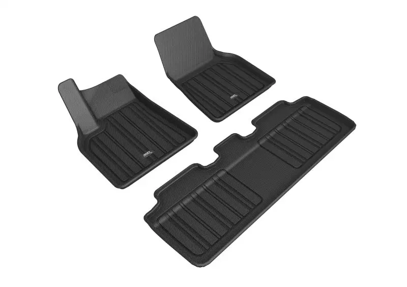 3D Maxpider 2020-2021 Tesla Model Y Elitect 1St & 2Nd Row Floormats - Black 1