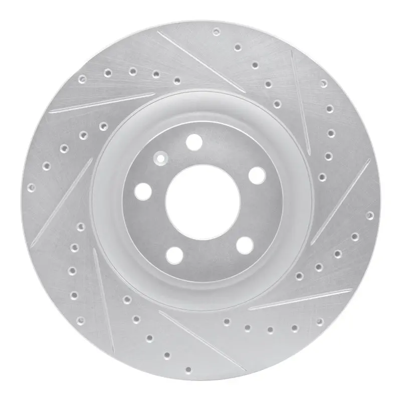 R1 04-09 Audi S4 Front Right Drilled & Slotted Silver Brake Rotor 1