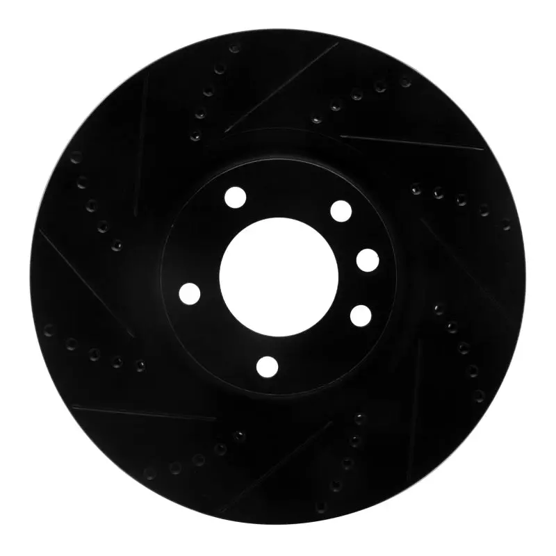 R1 08-09 Porsche Cayenne Front Left Drilled & Slotted Black Brake Rotor 1