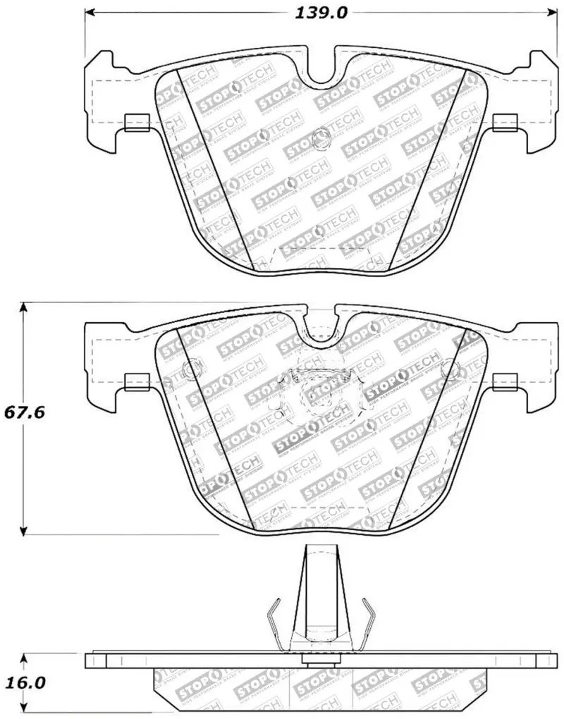 Stoptech Street Touring 06-09 Bmw M5 E60 / 07-09 M6 E63/E63 Rear Brake Pads 1