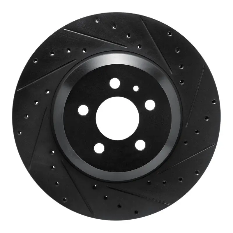 R1 17-25 Tesla Model 3 Front Right Drilled & Slotted Black Brake Rotor 1