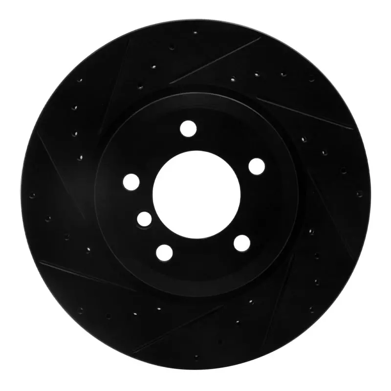 R1 01-08 Bmw 330I Front Left Drilled & Slotted Black Brake Rotor 1