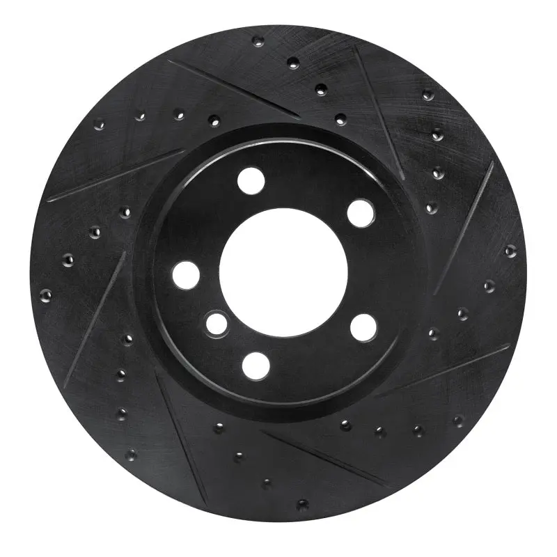 R1 12-18 Bmw 428I Front Right Drilled & Slotted Black Brake Rotor 1