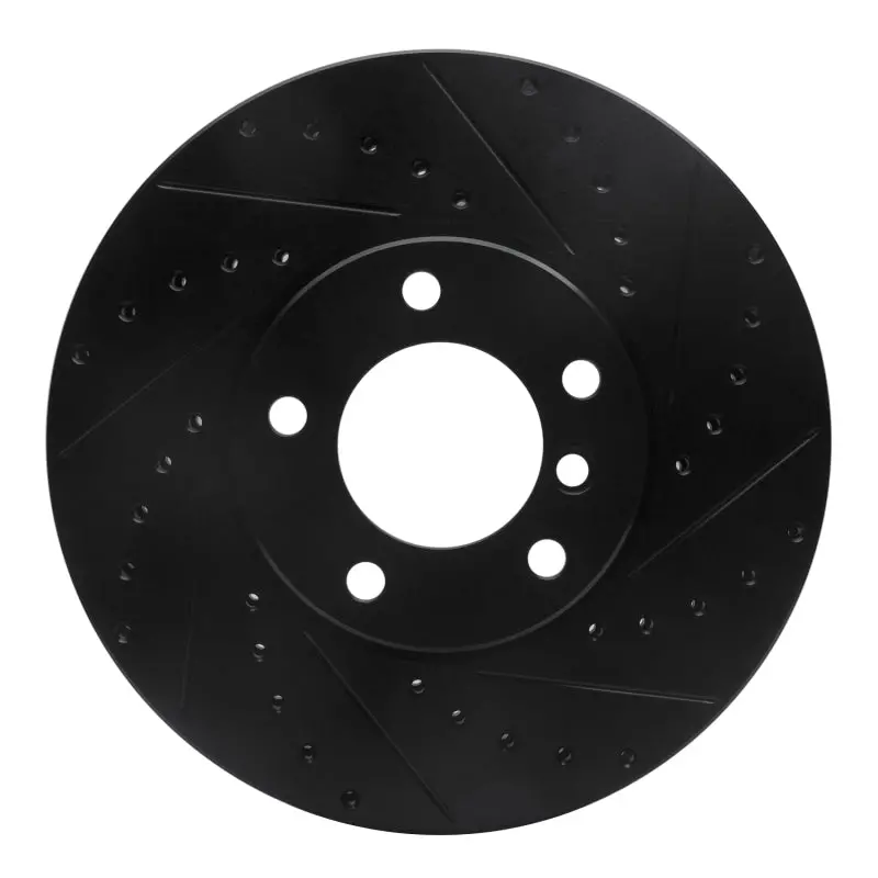 R1 00-03 Bmw 530I Front Right Drilled & Slotted Black Brake Rotor 1