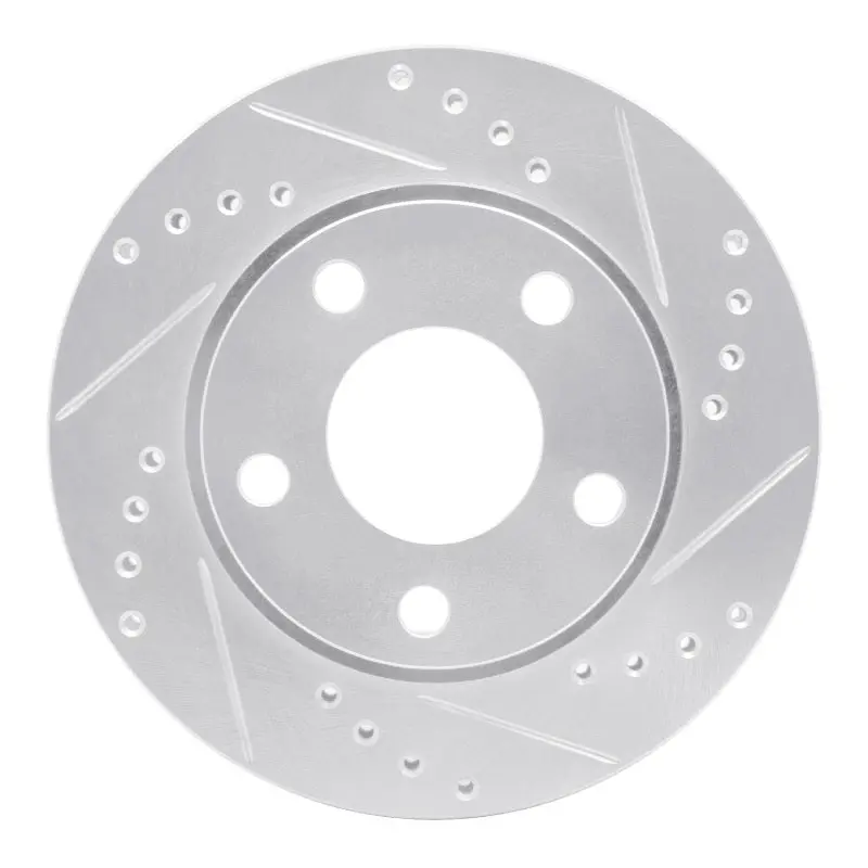 R1 00-02 Audi S4 Rear Right Drilled & Slotted Silver Brake Rotor 1