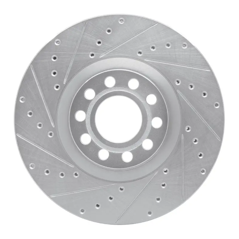 R1 99-04 Audi A6 Quattro Front Left Drilled & Slotted Silver Brake Rotor 1