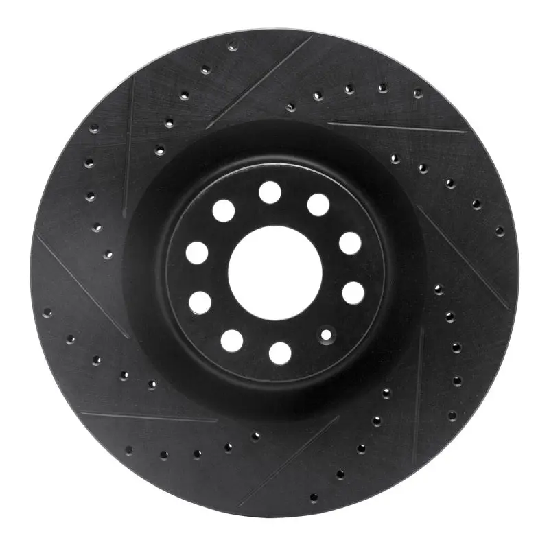 R1 06-13 Audi S3 (Mexico) Front Left Drilled & Slotted Black Brake Rotor 1
