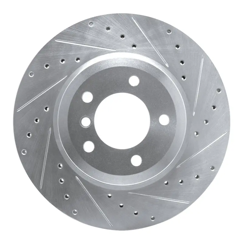R1 01-08 Bmw 330Ci Front Right Drilled & Slotted Silver Brake Rotor 1