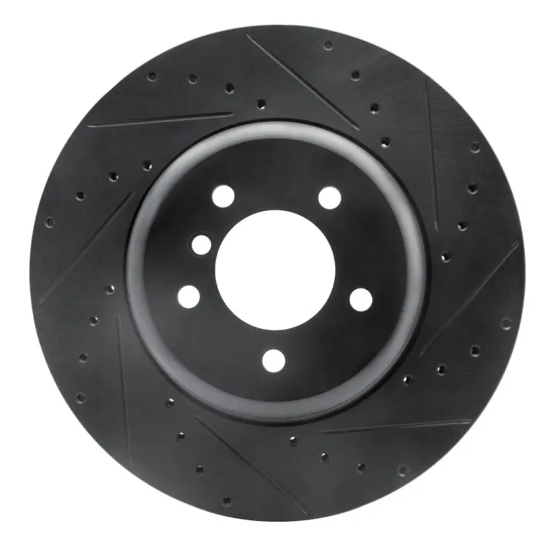 R1 11-16 Bmw Z4 Front Right Drilled & Slotted Black Brake Rotor 1