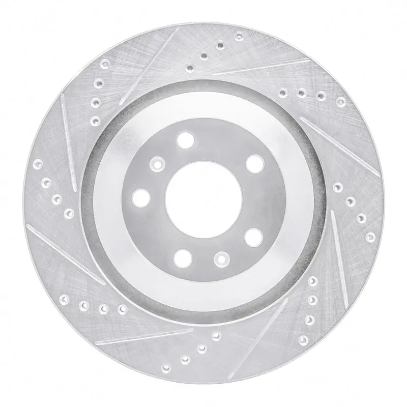 R1 04-18 Audi A8 Rear Left Drilled & Slotted Silver Brake Rotor 1
