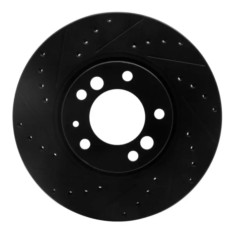 R1 91-93 Bmw M5 Front Left Drilled & Slotted Black Brake Rotor 1