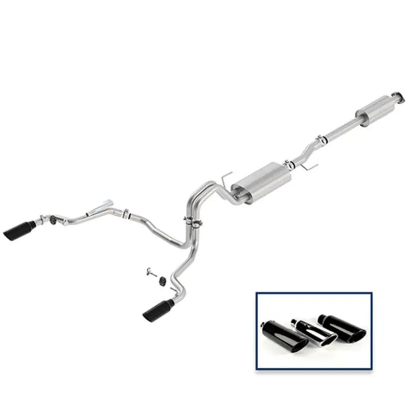 Ford Racing 15-18 F-150 5.0L Cat-Back Touring Exhaust System - Rear Exit Black Chrome Tips 1