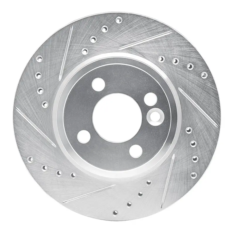 R1 07-15 Mini Cooper Clubman Front Left Drilled & Slotted Silver Brake Rotor 1
