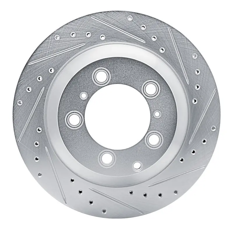 R1 2019-2023 Porsche Cayenne Rear Right Drilled & Slotted Silver Brake Rotor 1