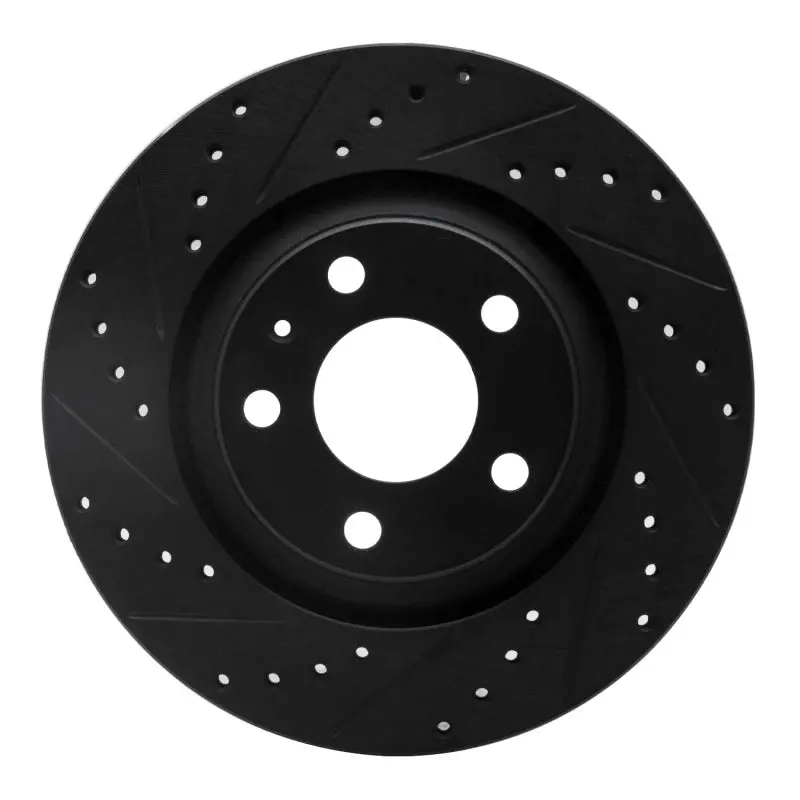 R1 04-09 Audi S4 Rear Left Drilled & Slotted Black Brake Rotor 1