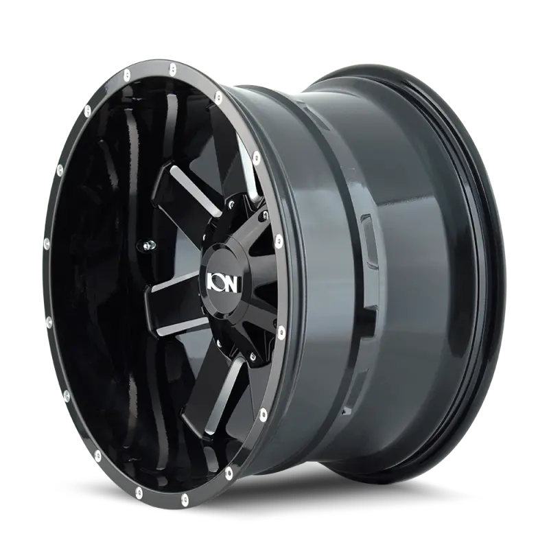 Ion Type 141 18X9 / 8X165.1 Bp / 18Mm Offset / 125.2Mm Hub Gloss Black Milled Wheel 1