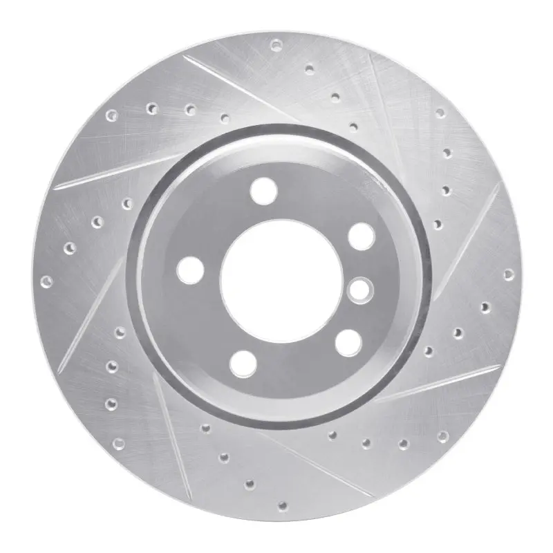 R1 05-08 Bmw 750Li Rear Right Drilled & Slotted Silver Brake Rotor 1