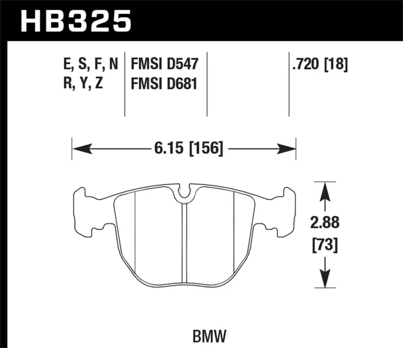 Hawk 04-06 Bmw X5 3.0I/4.4I Hps 5.0 Street Front Brake Pads 2