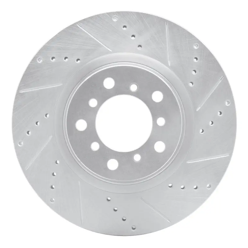 R1 01-06 Bmw M3 Left Front Drilled & Slotted Silver Brake Rotor 1