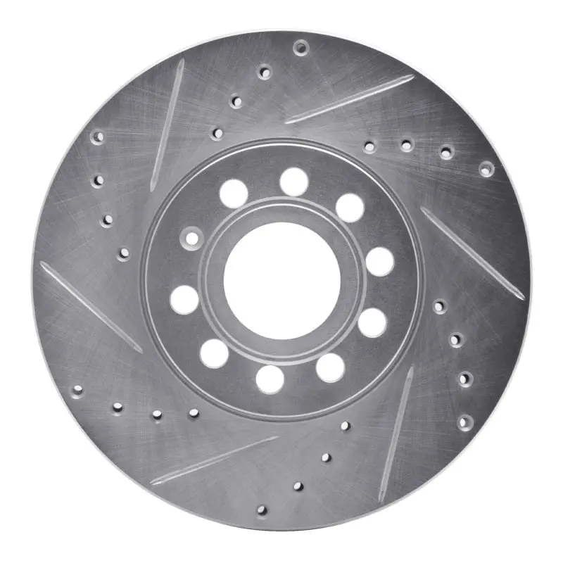 R1 05-25 Audi A3 (Mexico) Front Left Drilled & Slotted Silver Brake Rotor 1