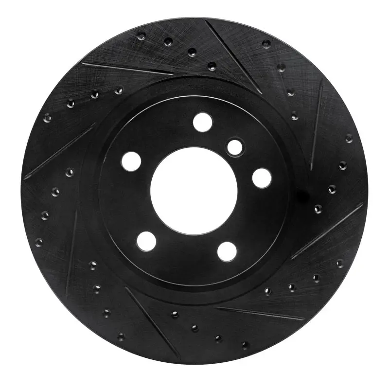 R1 11-18 Bmw X3 Rear Right Drilled & Slotted Black Brake Rotor 1