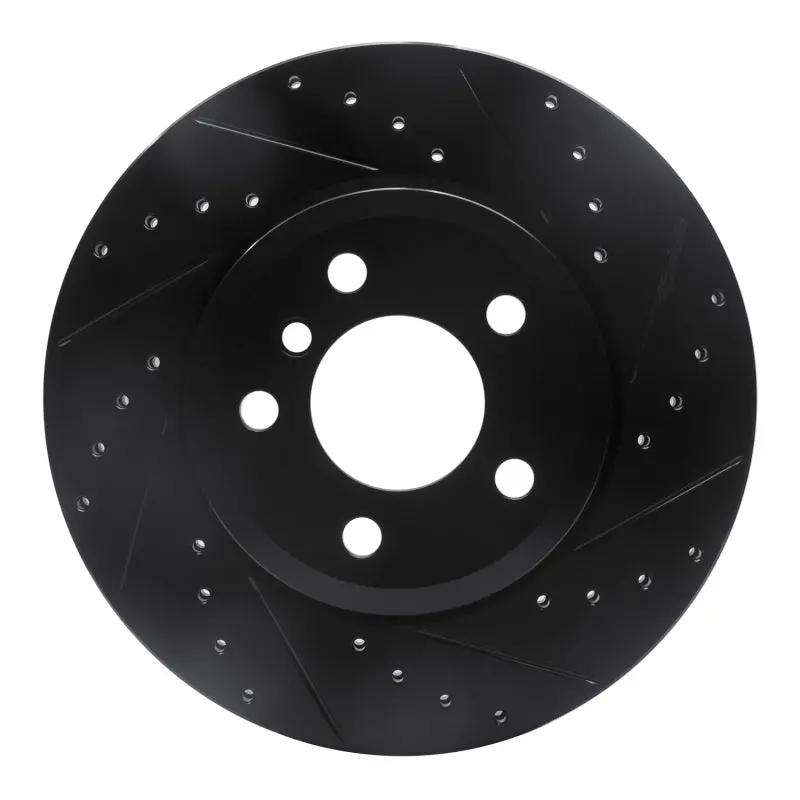 R1 04-10 Bmw X3 Front Right Drilled & Slotted Black Brake Rotor 1