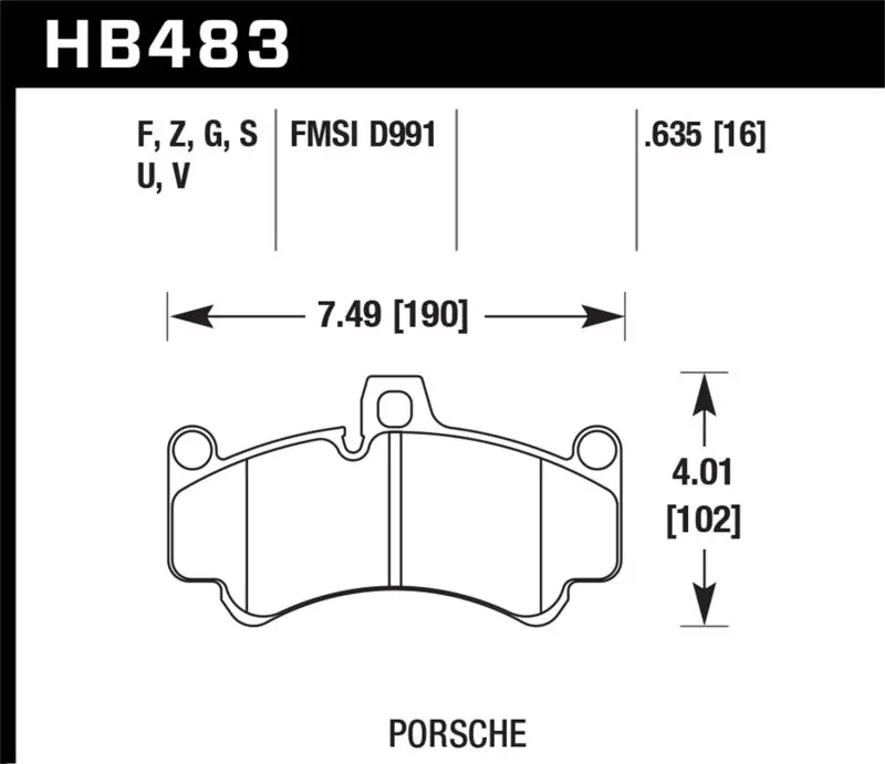 Hawk 08 Porsche 911 Targa 4/4S/03-05 911 Gt2/04-08 Gt3/07-08 Turbo Pc Street Front Brake Pads 2