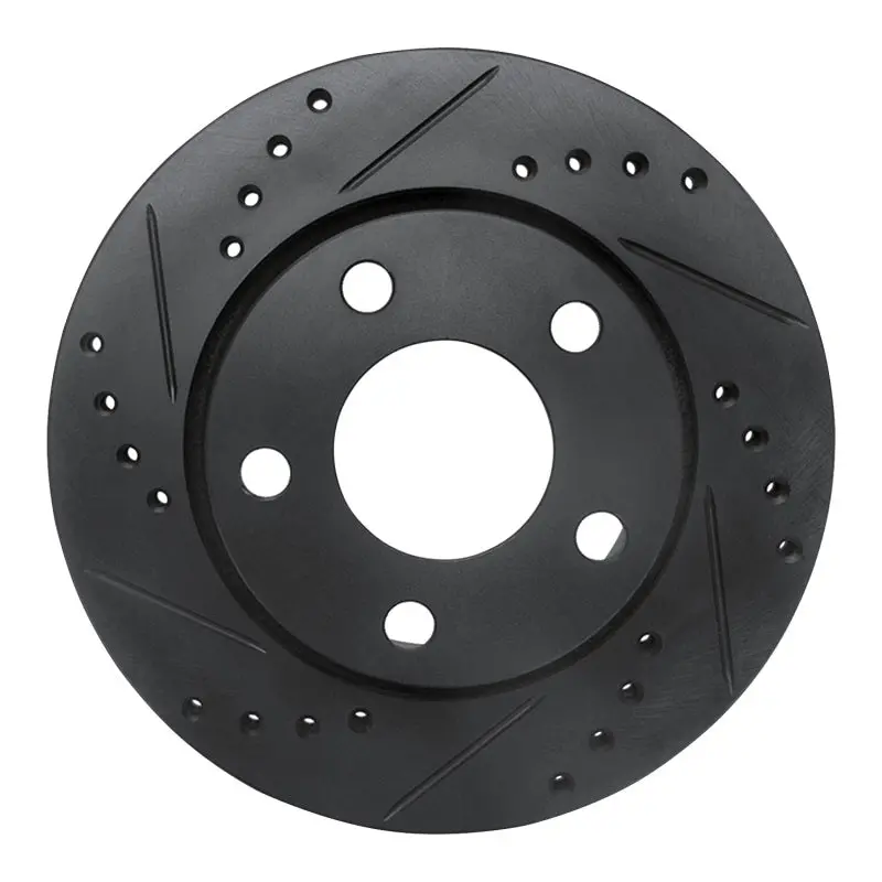 R1 00-02 Audi S4 Rear Left Drilled & Slotted Black Brake Rotor 1