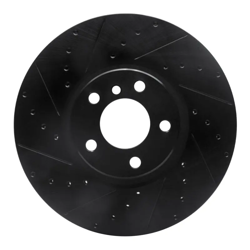 R1 07-18 Bmw X5 Front Left Drilled & Slotted Black Brake Rotor 1