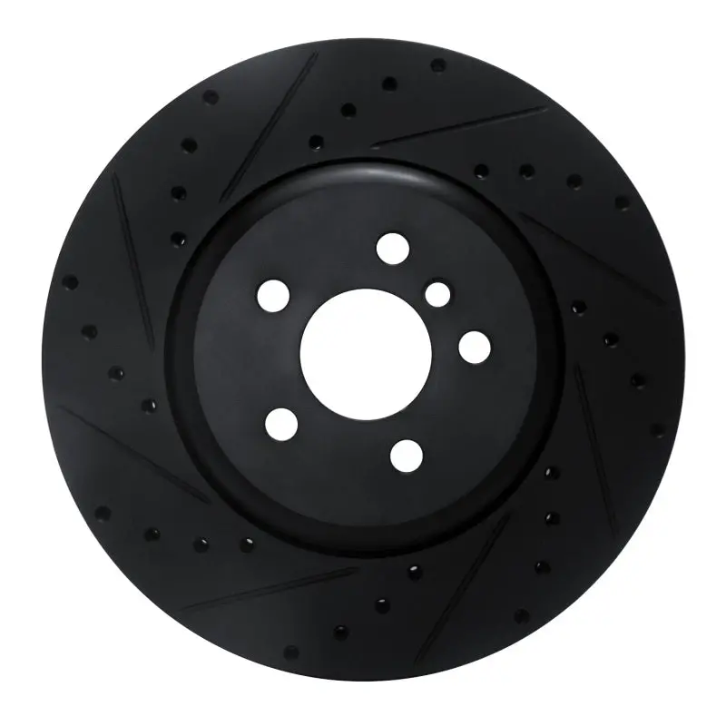 R1 17-25 Bmw 430I Front Left Drilled & Slotted Black Brake Rotor 1