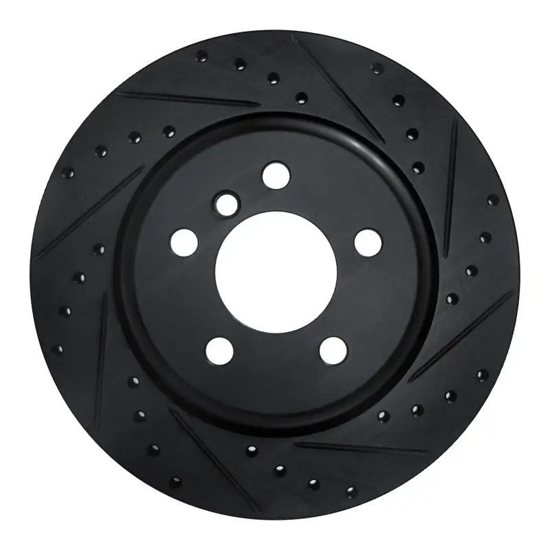 R1 11-16 Bmw 535I Rear Right Drilled & Slotted Black Brake Rotor 1