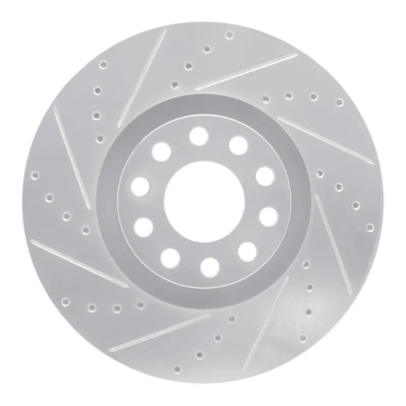 R1 00-03 Audi A8 Front Left Drilled & Slotted Silver Brake Rotor 1